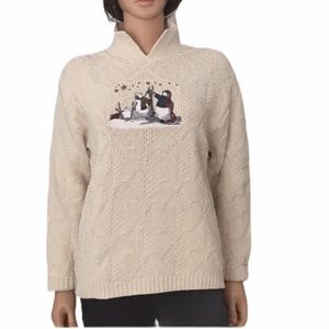NWOT Frankenmuth Woolen snowman cotton sweater made in USA